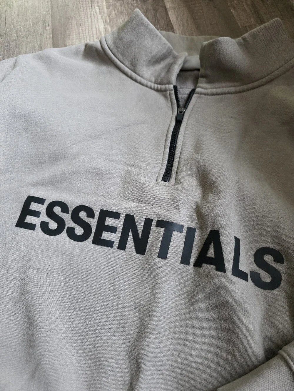 FEAR OF GOD taupeEssentials Men's Zip-Up Sweatshirt Light Gray Y2K Streetwear XL